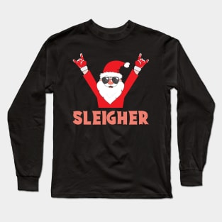 Santa Sleigher Heavy Metal Christmas Long Sleeve T-Shirt